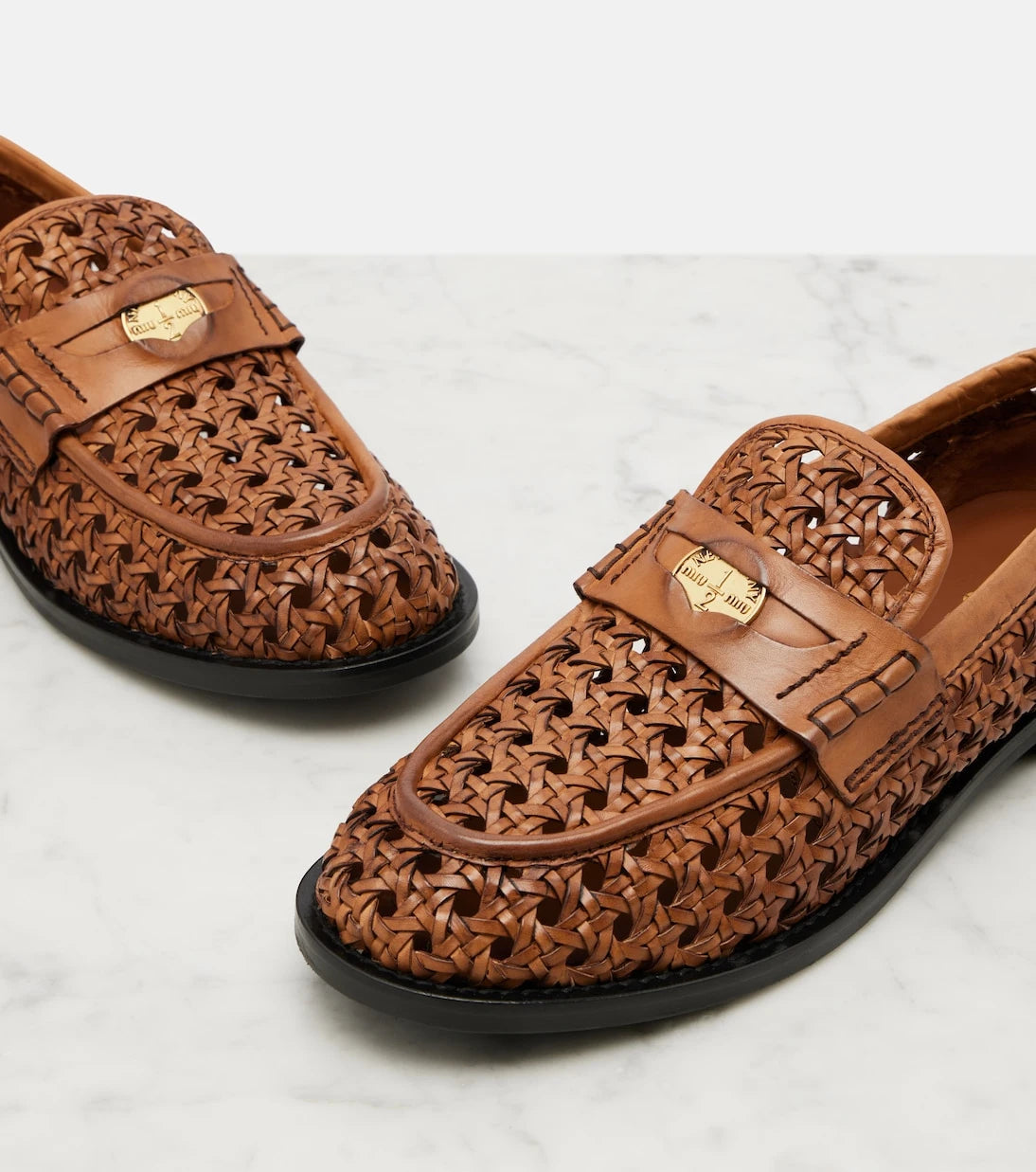 Miu Miu - Woven leather penny loafers