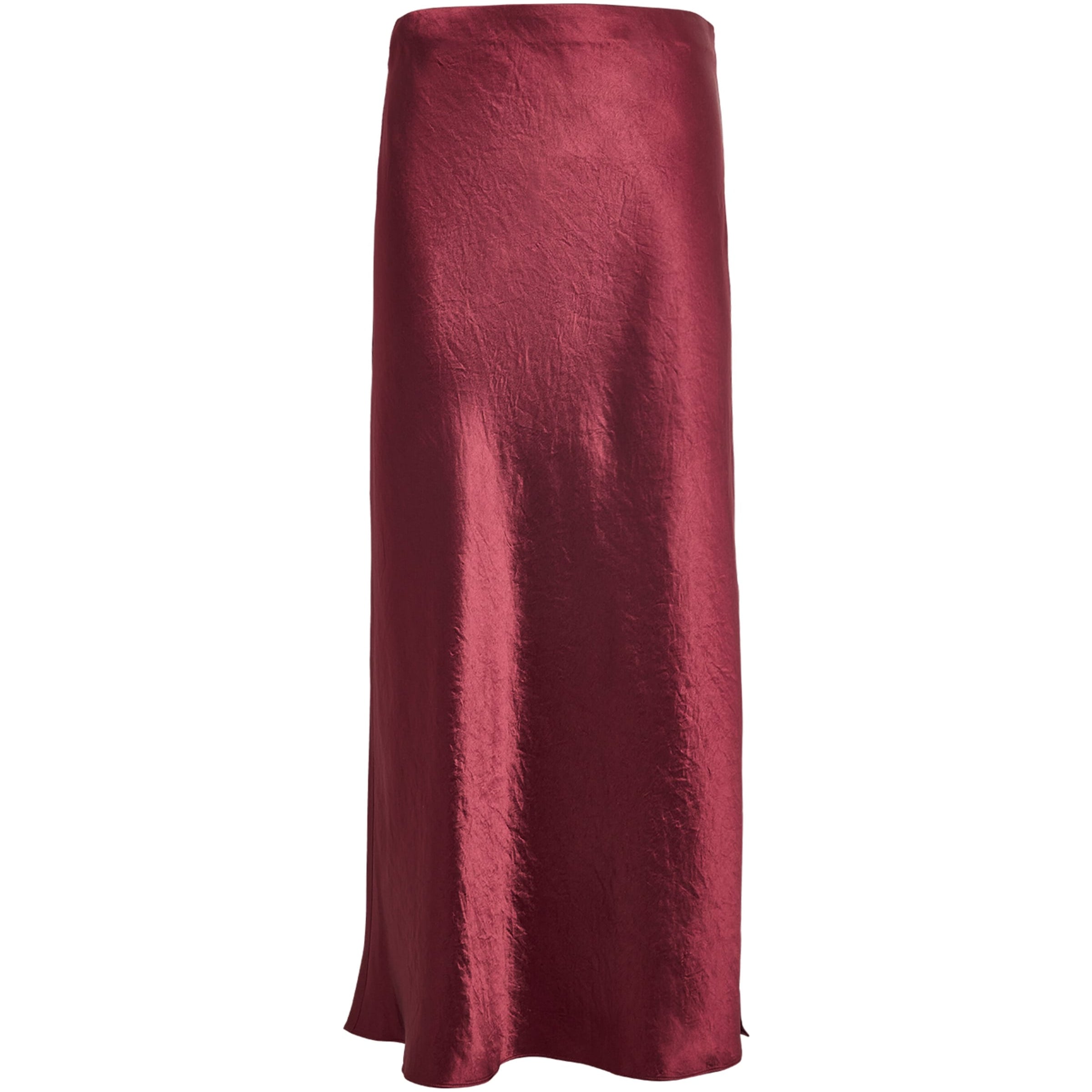 Vince Red Satin Crinkled Midi Skirt