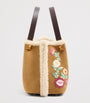 Valentino Garavani Beige Small Suede Floral Tote Bag