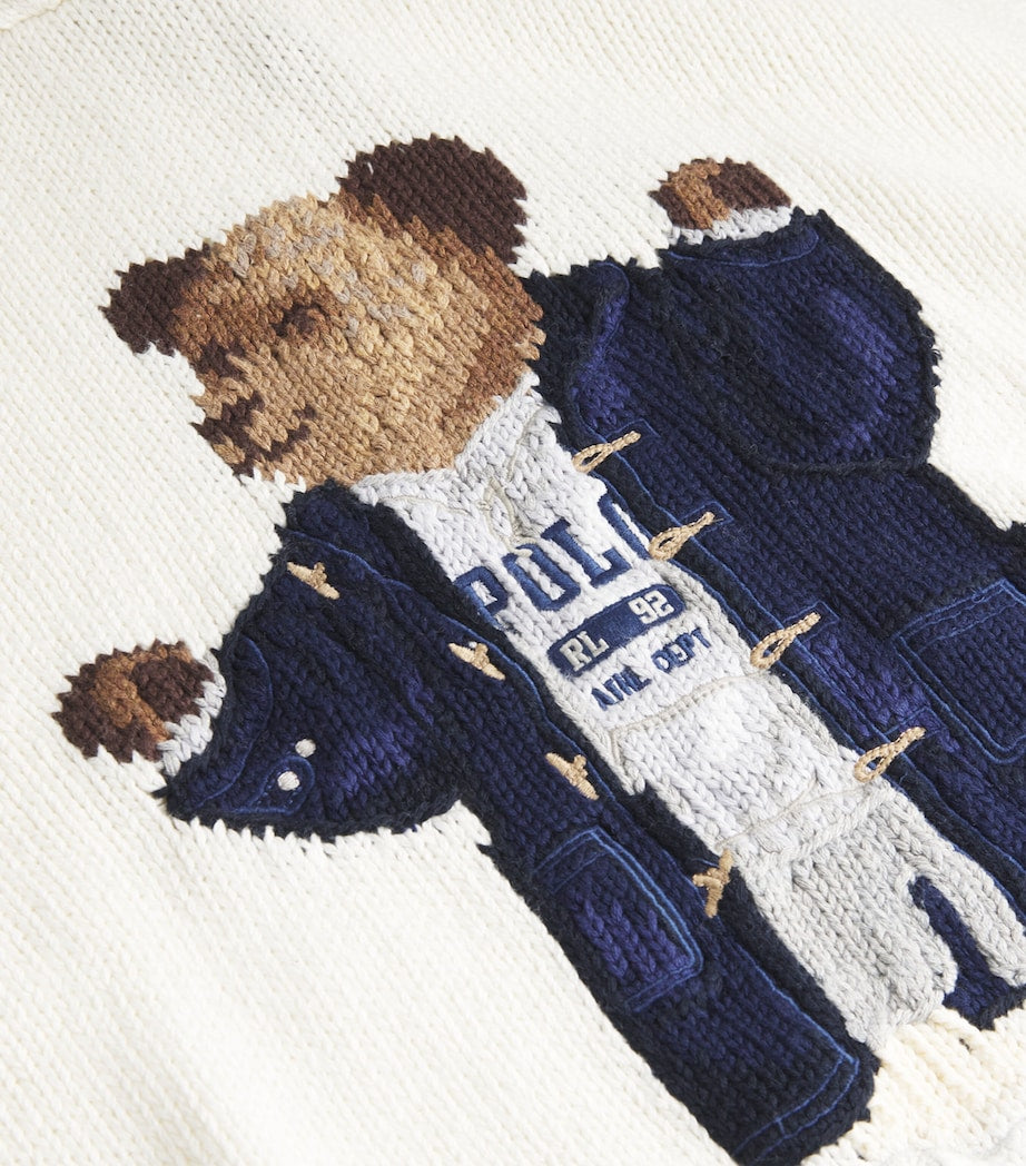 Ivory Cotton-Linen Polo Bear Hoodie