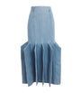 A.W.A.K.E. Mode Blue Denim Panelled Maxi Skirt
