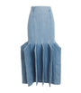 A.W.A.K.E. Mode Blue Denim Panelled Maxi Skirt