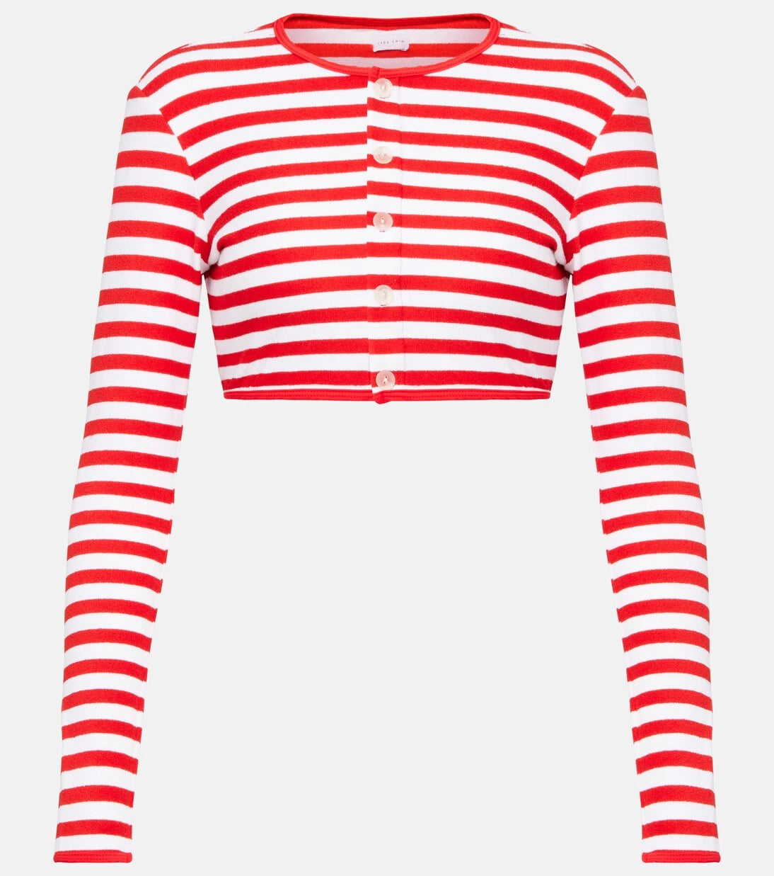 Jade Swim - Striped cropped terry cardigan