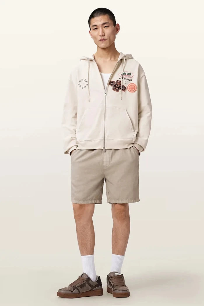 AllSaints капüşonlu, fermuarlı erkek pamuklu sweatshirt PATCHER