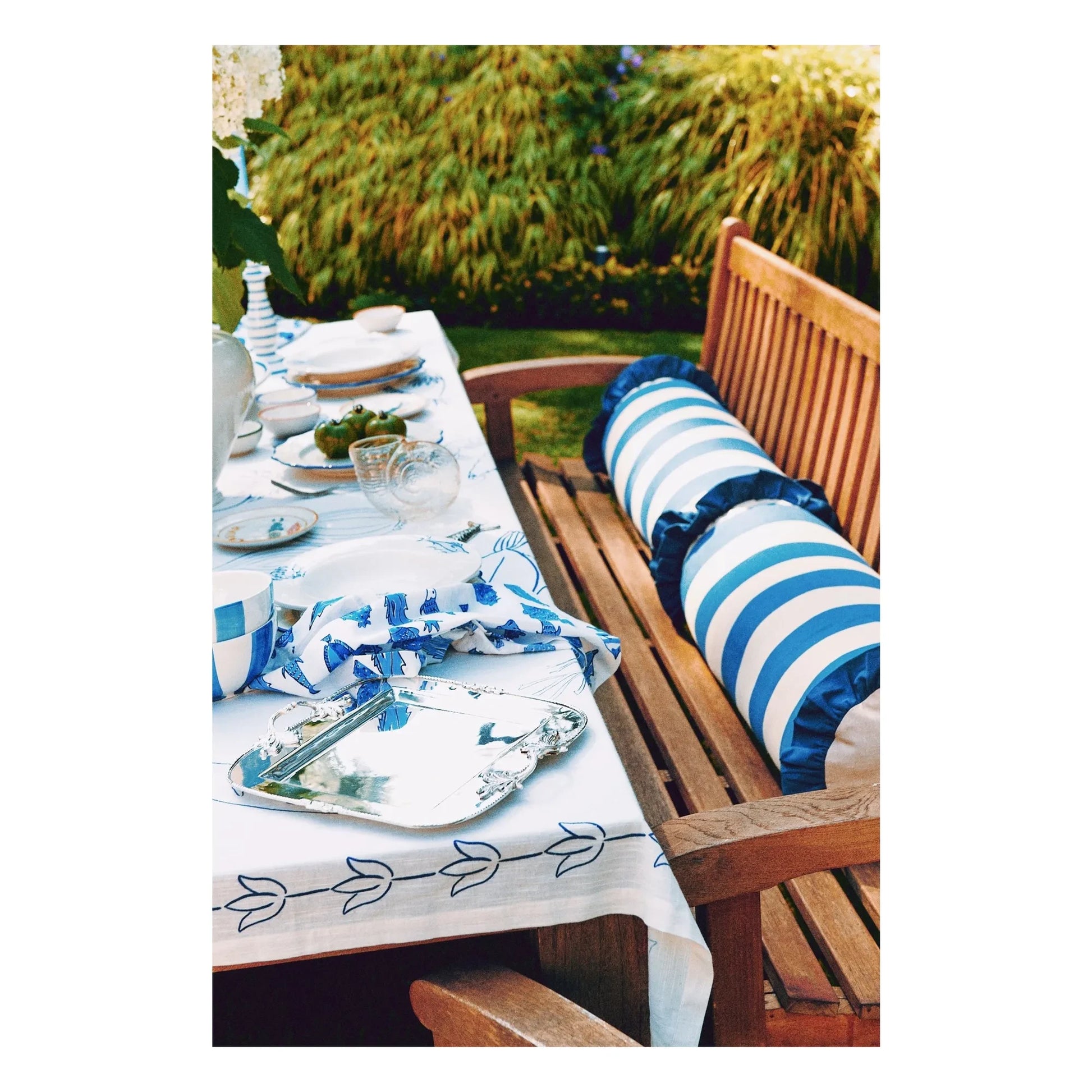 Anna + Nina - Marinière cushion  | Blue