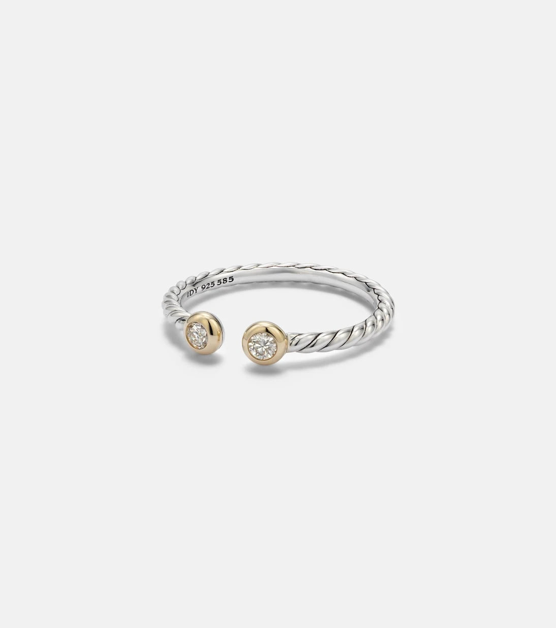 David Yurman - Cable Open sterling silver and 14kt gold ring with diamonds