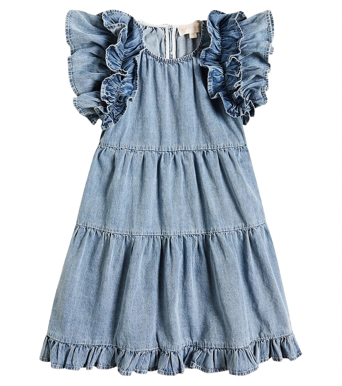 Petite Amalie - Ruffled cotton chambray dress