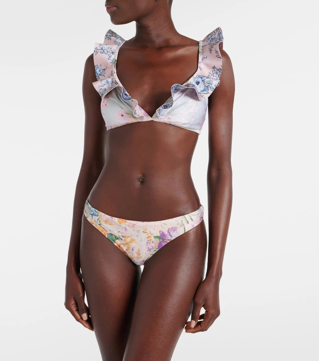 Zimmermann - Halliday ruffled floral bikini top