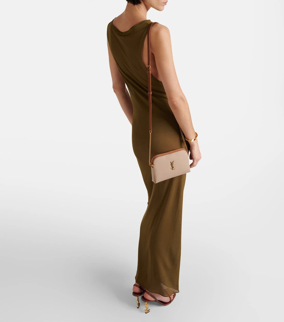 Saint Laurent - Gaby leather-trimmed canvas crossbody bag