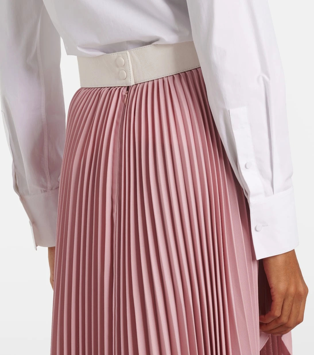 Stella McCartney - Leather-trimmed plissé maxi skirt