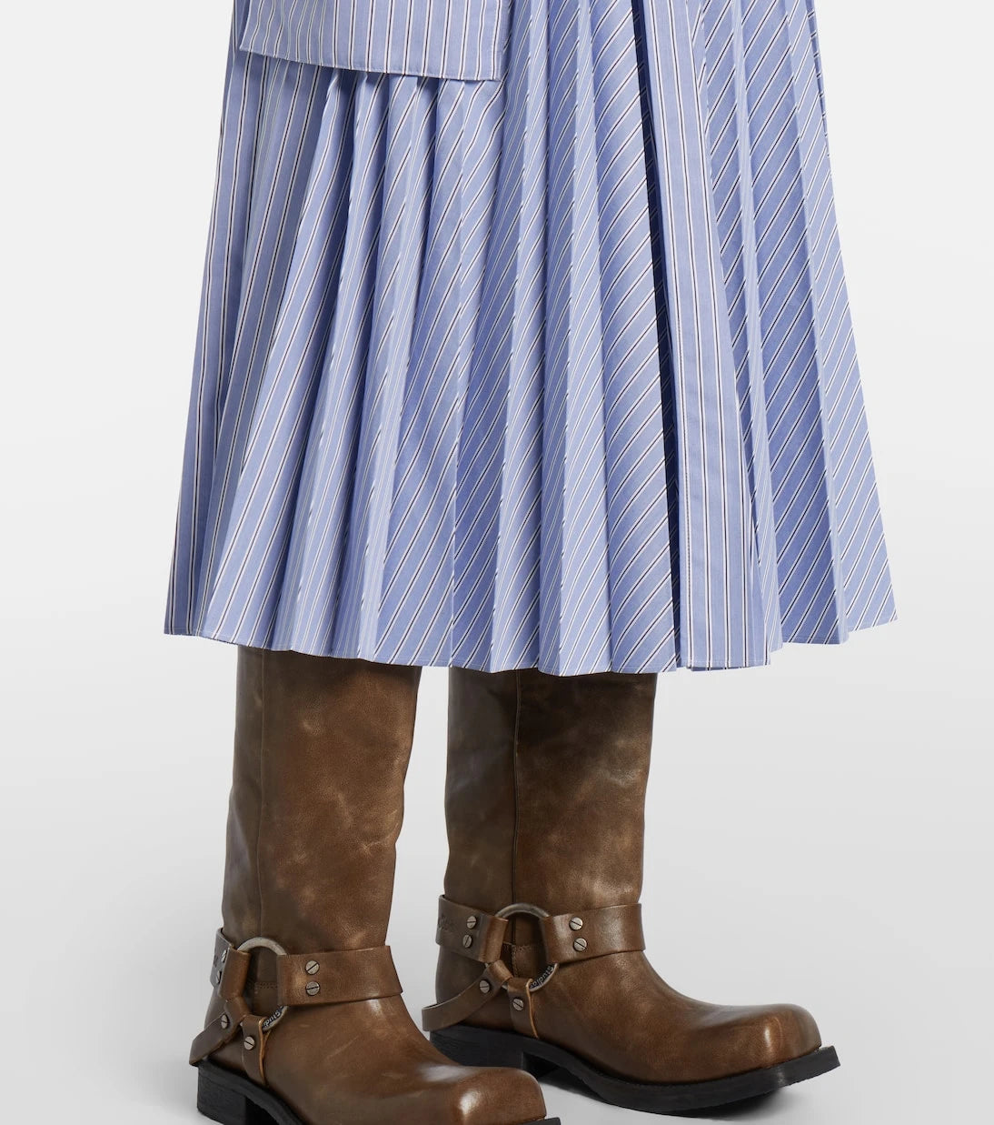 Sacai - Striped cotton-blend midi skirt
