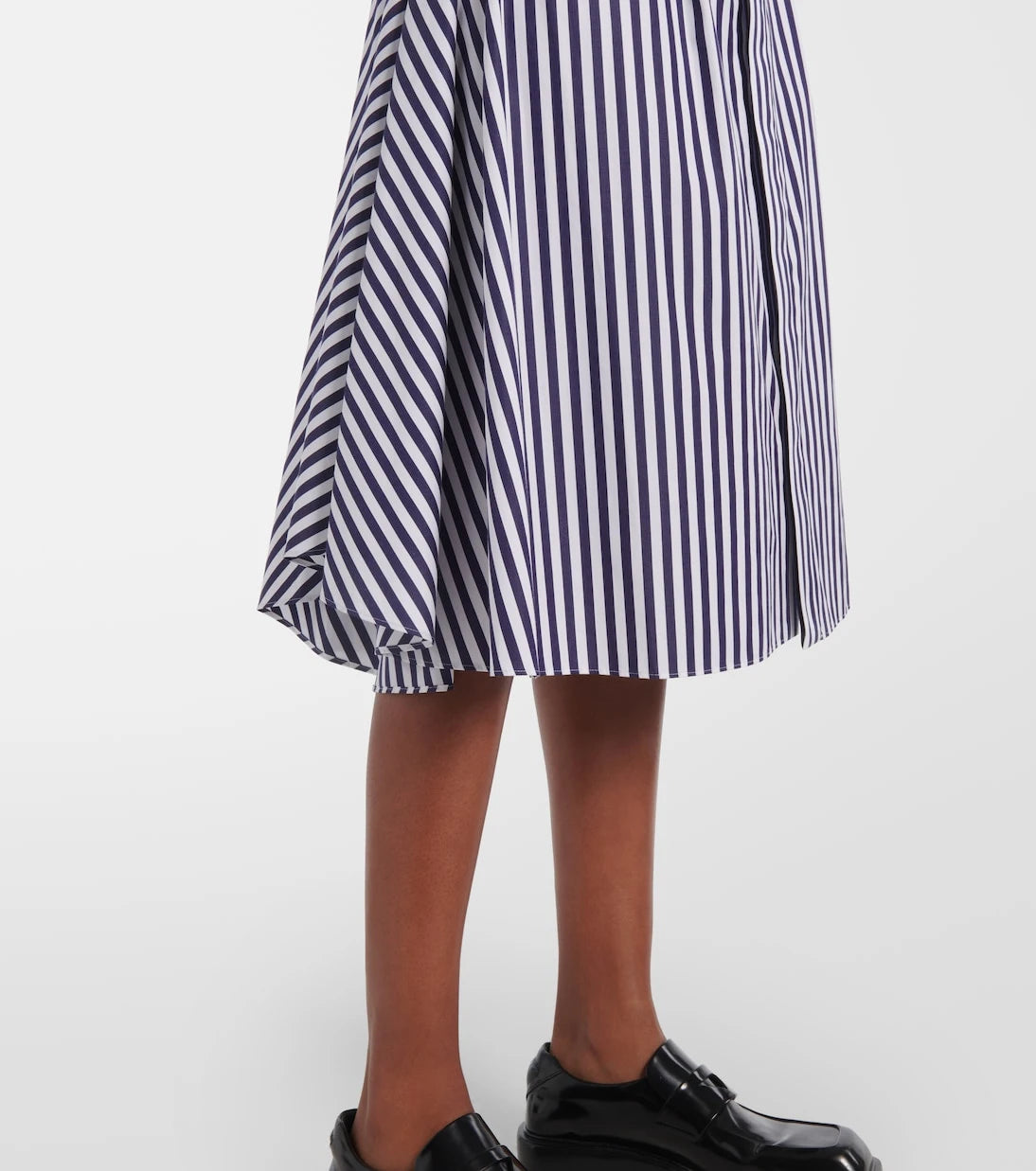 Sacai - فستان قميص قطني مقلم