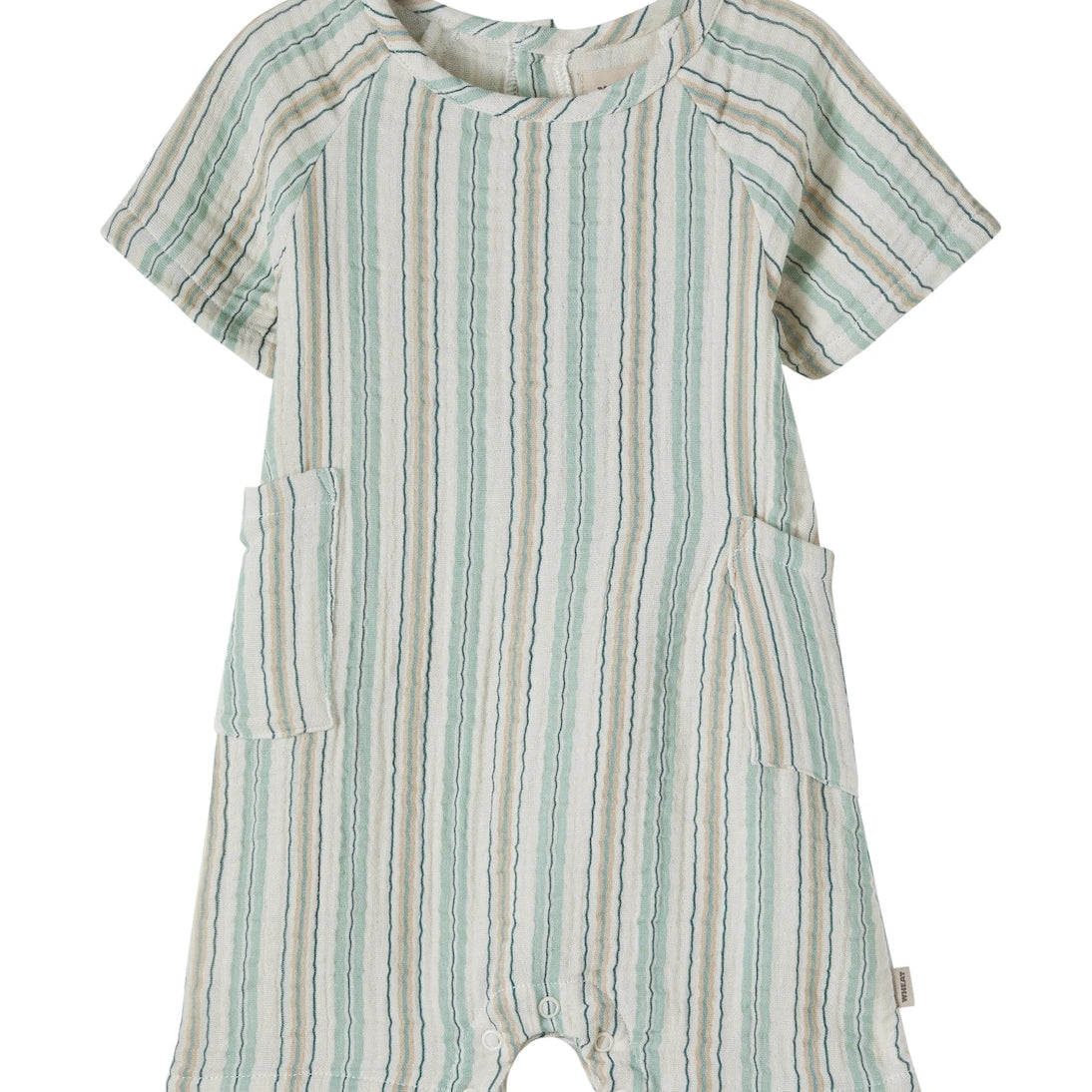 Wheat - Baby Edison striped cotton gauze playsuit