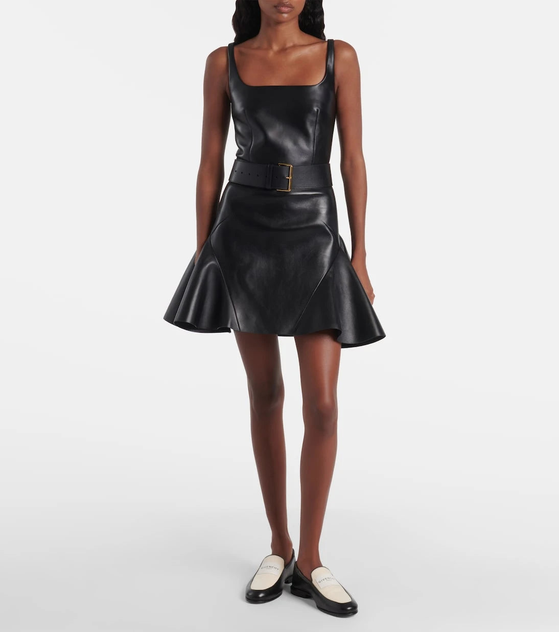 Givenchy - Ruffled leather minidress