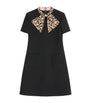 Valentino Black Wool-Silk Leopard-Tie Mini Dress