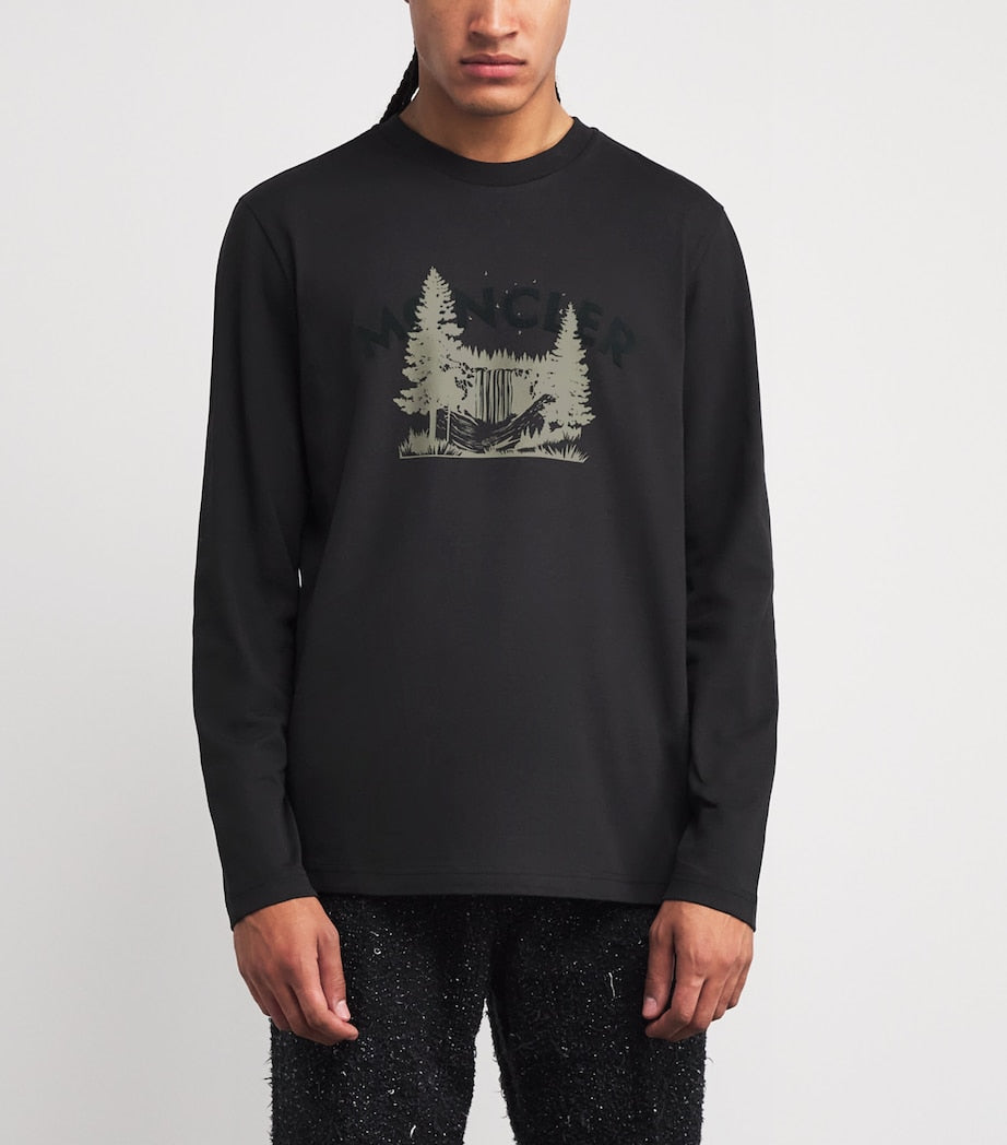 Moncler Organic Cotton Logo Long-Sleeve T-Shirt