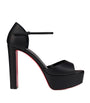 Christian Louboutin Black Sandaloo Leather Platform Sandals 130