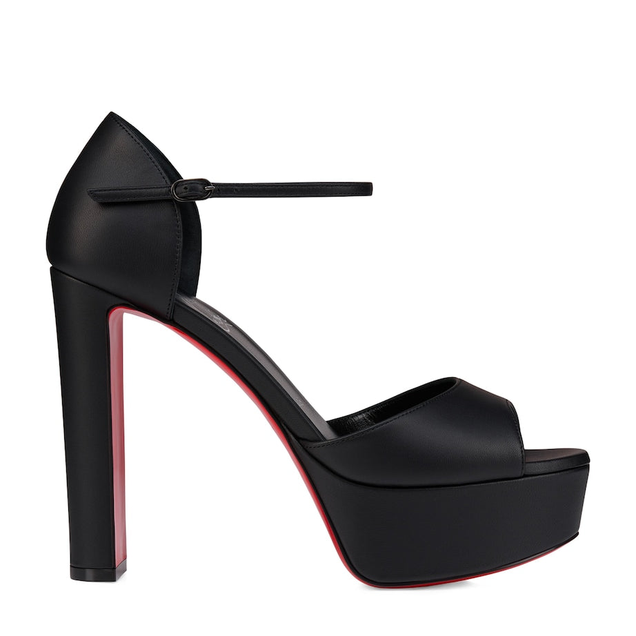 Christian Louboutin Black Sandaloo Leather Platform Sandals 130