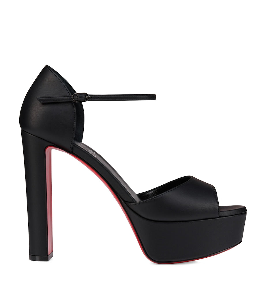 Christian Louboutin Black Sandaloo Leather Platform Sandals 130