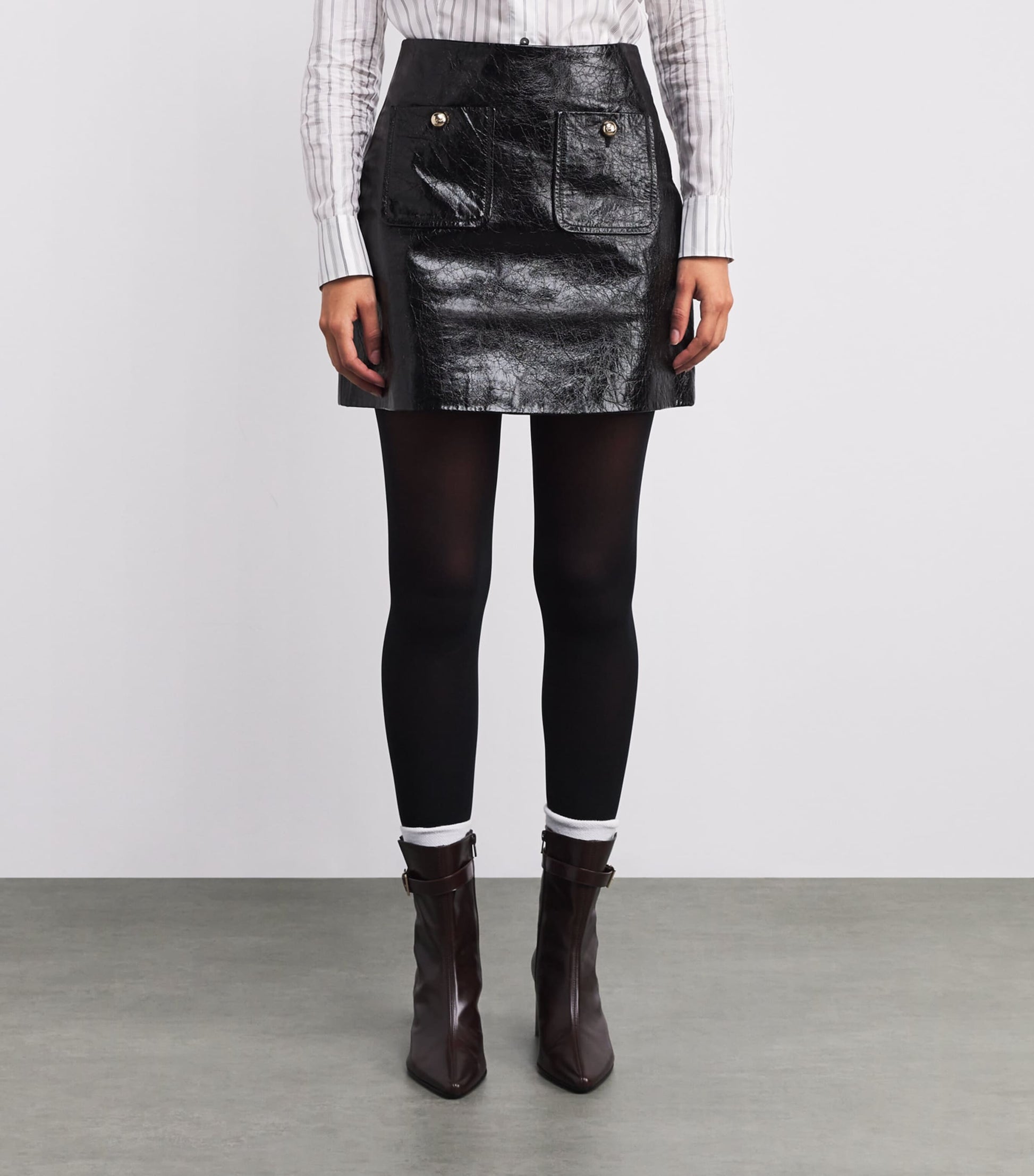 Claudie Pierlot Black Leather Mini Skirt