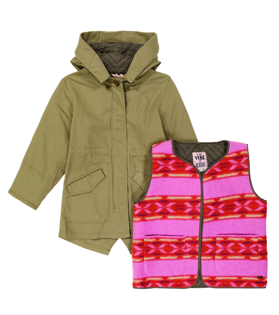 Scotch & Soda Kids - Layered printed cotton coat