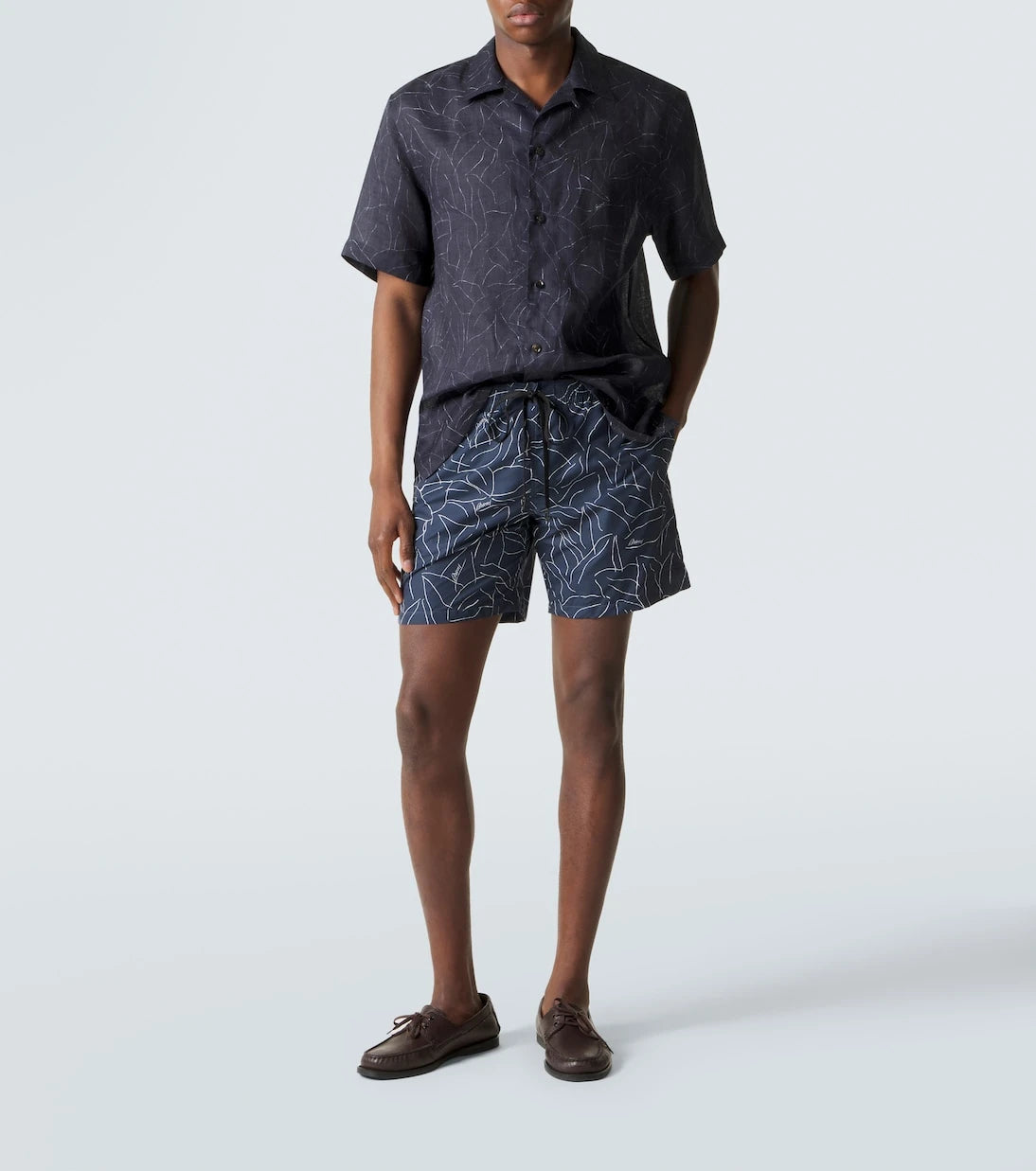 Brioni - Printed linen bowling shirt