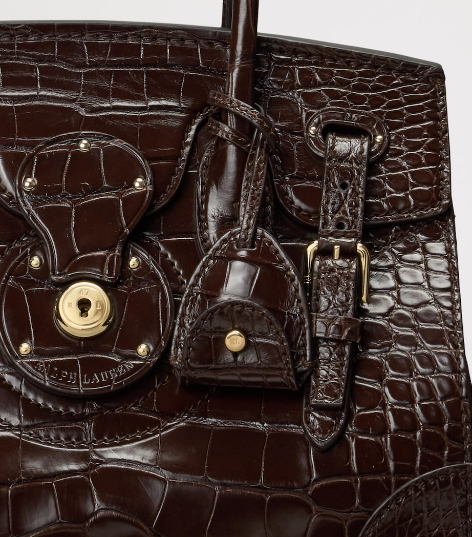 Brown Alligator Leather Ricky 27 Top-Handle Bag