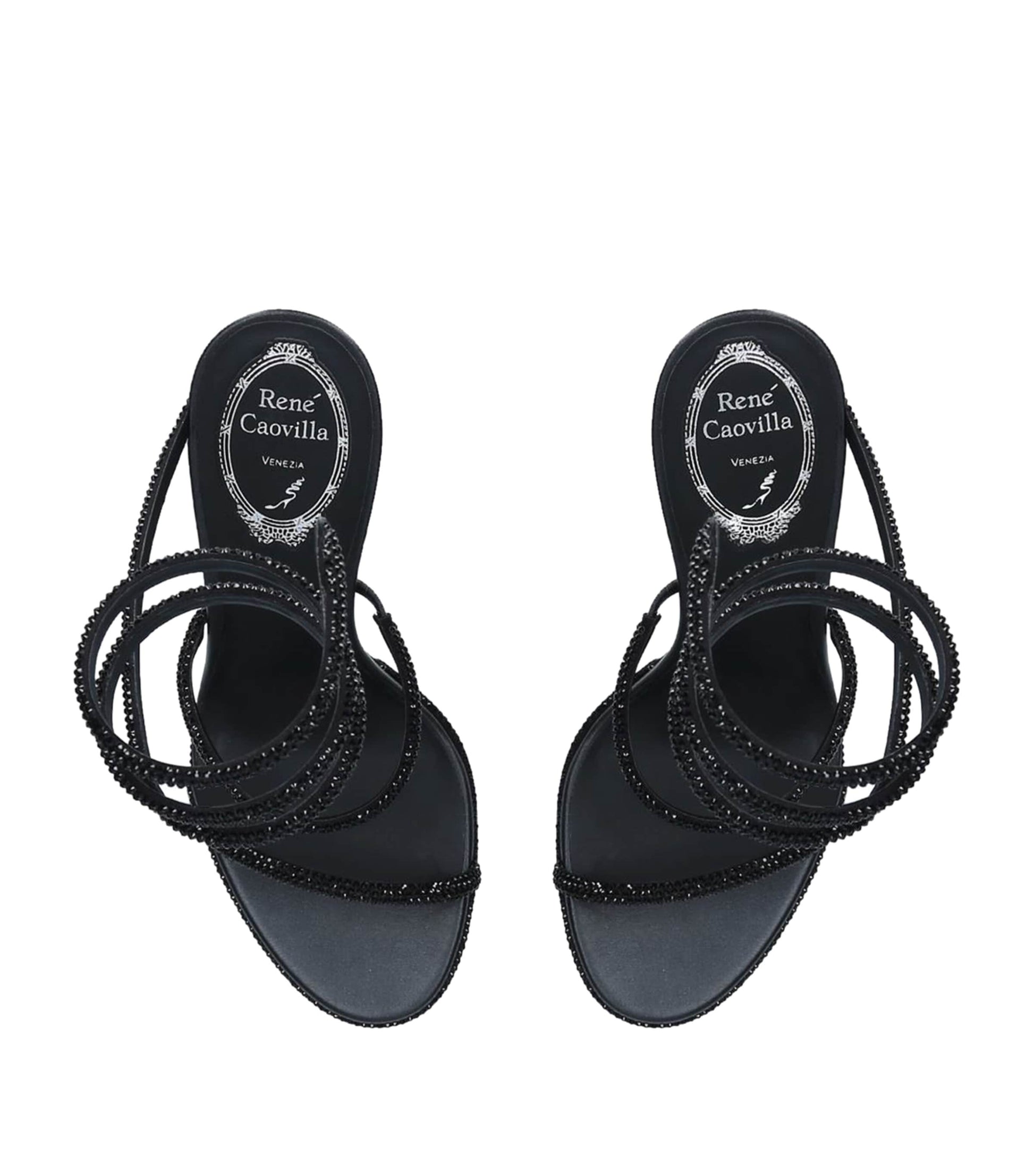 René Caovilla Black Embellished Cleo Sandals 105