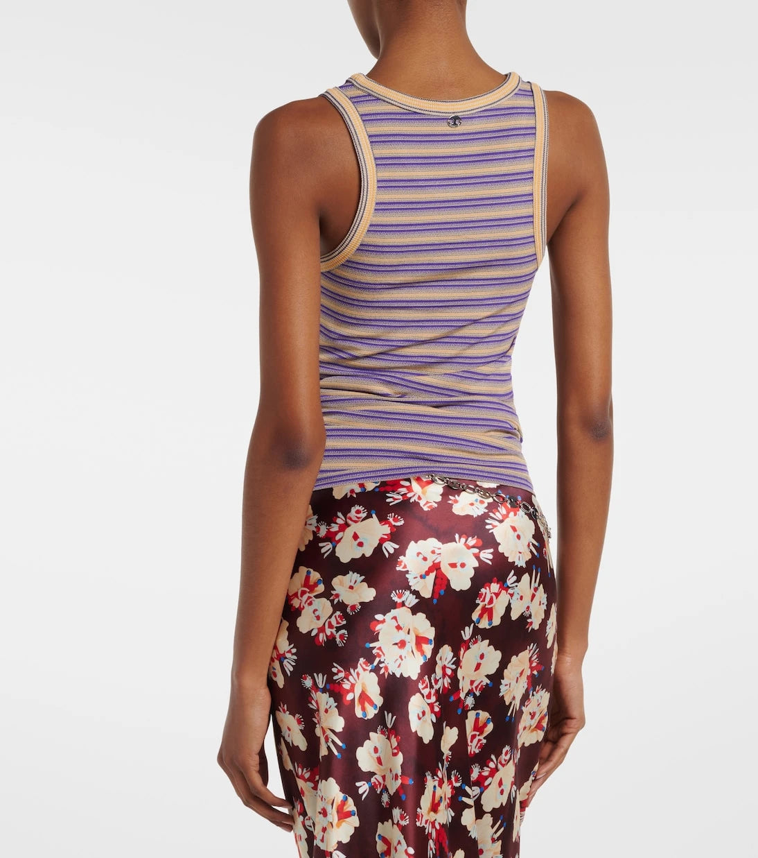 Rabanne - Piercing gathered striped tank top