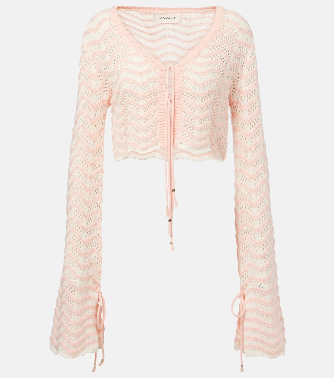 Bananhot - Miana striped cotton-blend crop top