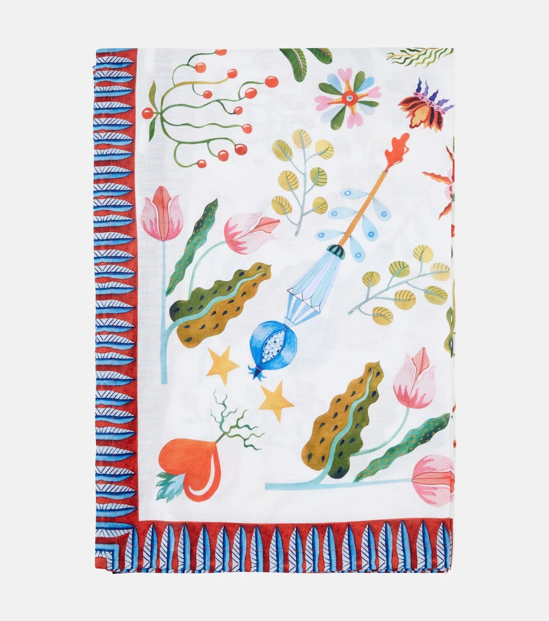 La DoubleJ - White Turning Tulips Medium linen tablecloth