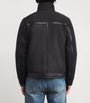Pal Zileri Grey Suede Shearling Bomber Jacket