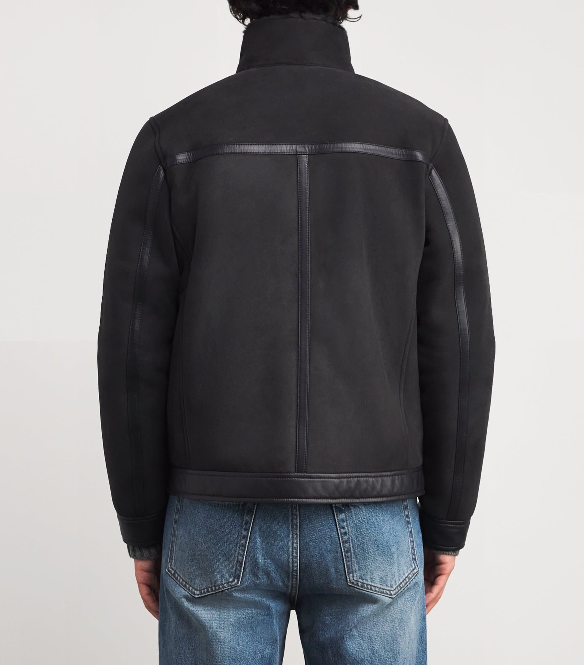 Pal Zileri Grey Suede Shearling Bomber Jacket