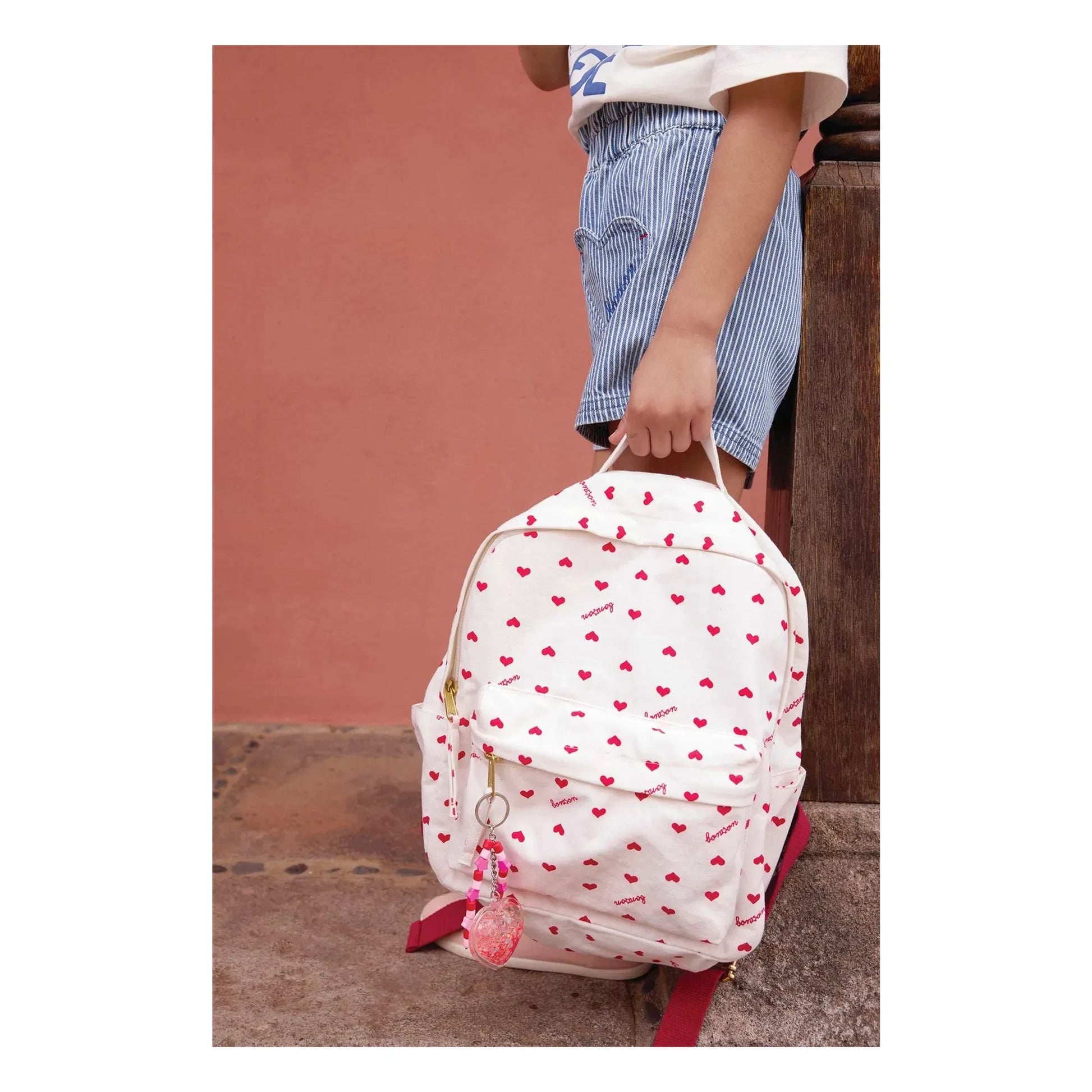 Bonton - PM Backpack Hearts | Ecru