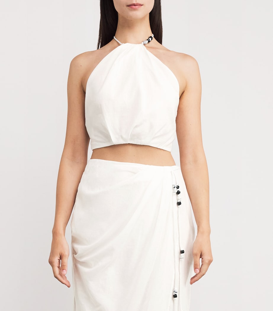 Cotton Azura Halterneck Crop Top IVORY