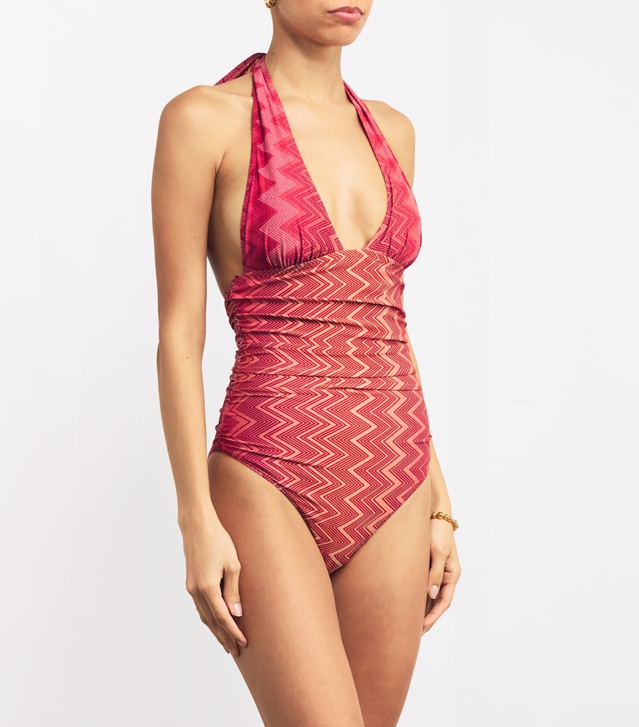 Missoni Red Halterneck Zigzag Swimsuit