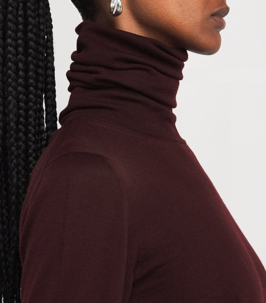 Max Mara Red Virgin Wool Rollneck Sweater