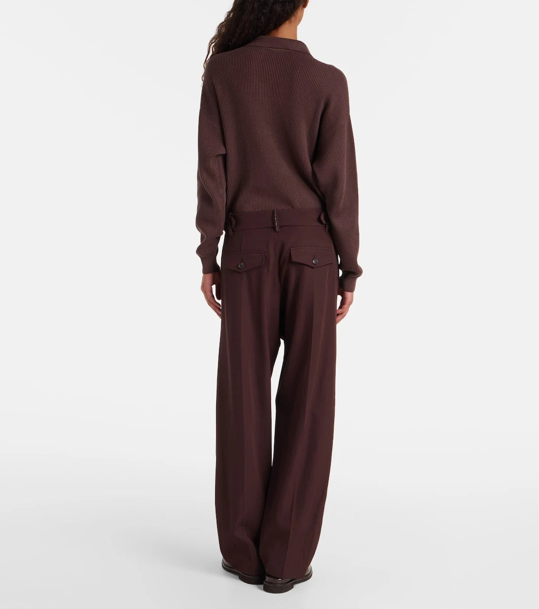 Brunello Cucinelli - بنطلون صوف وقطن بقصّة مستقيمة