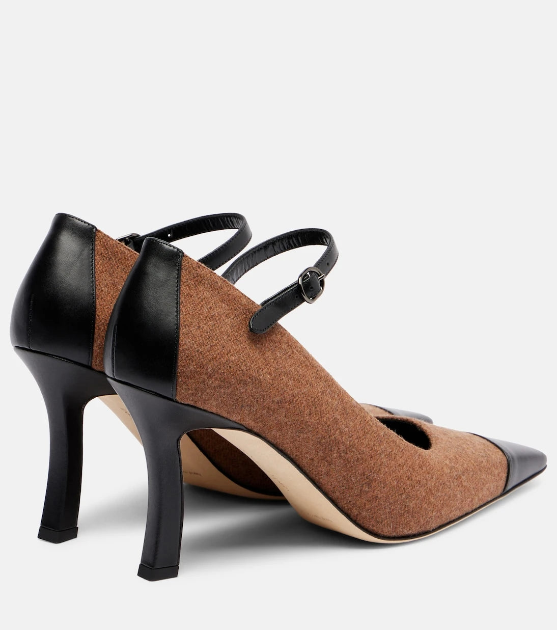 Manolo Blahnik - Semele 90 leather-trimmed tweed pumps
