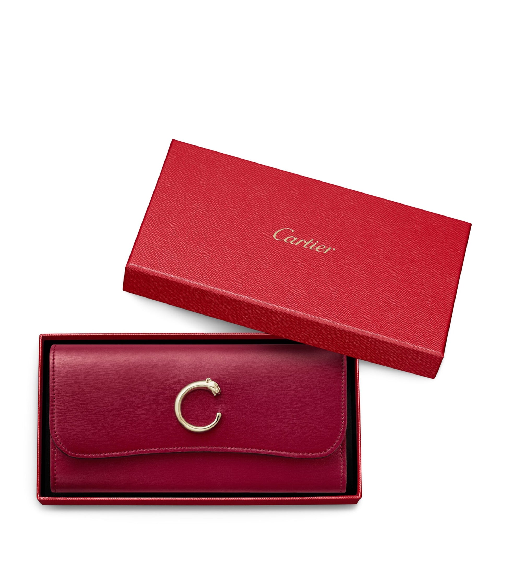 Red Calfskin Panthère de Cartier Wallet