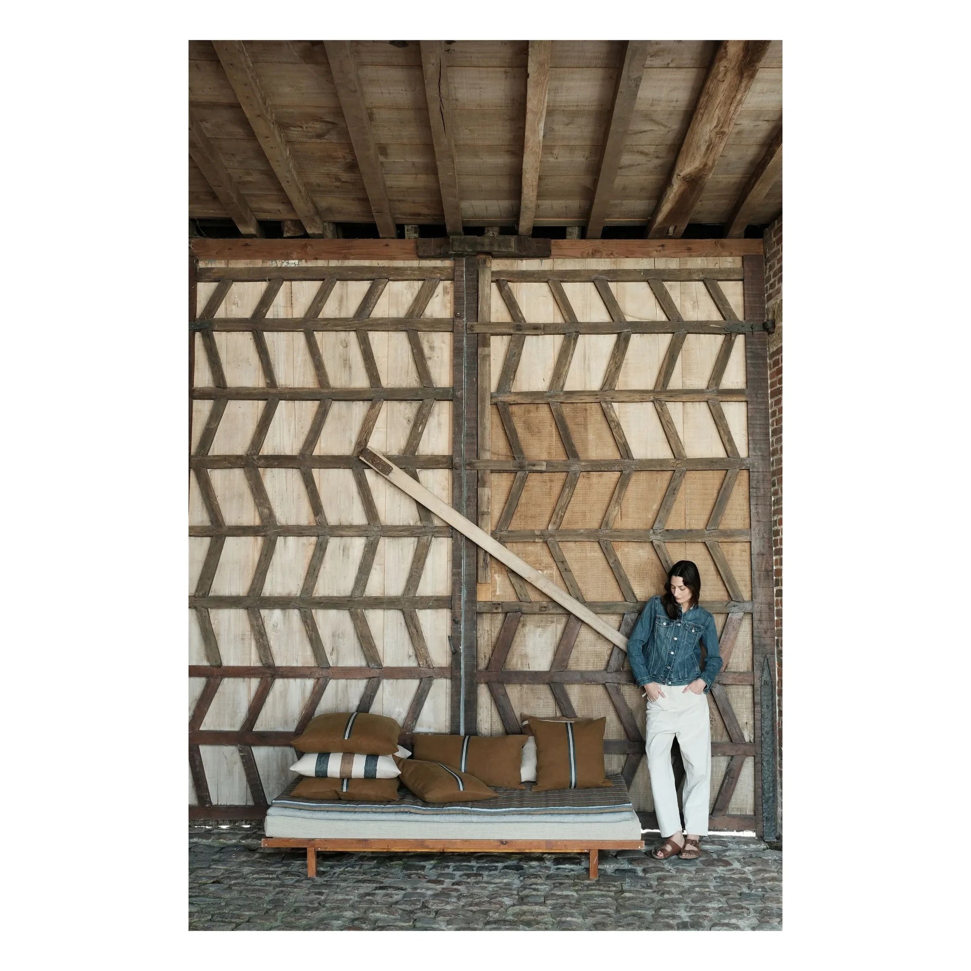 Libeco - Dakota Stripe cushion cover | Ecru