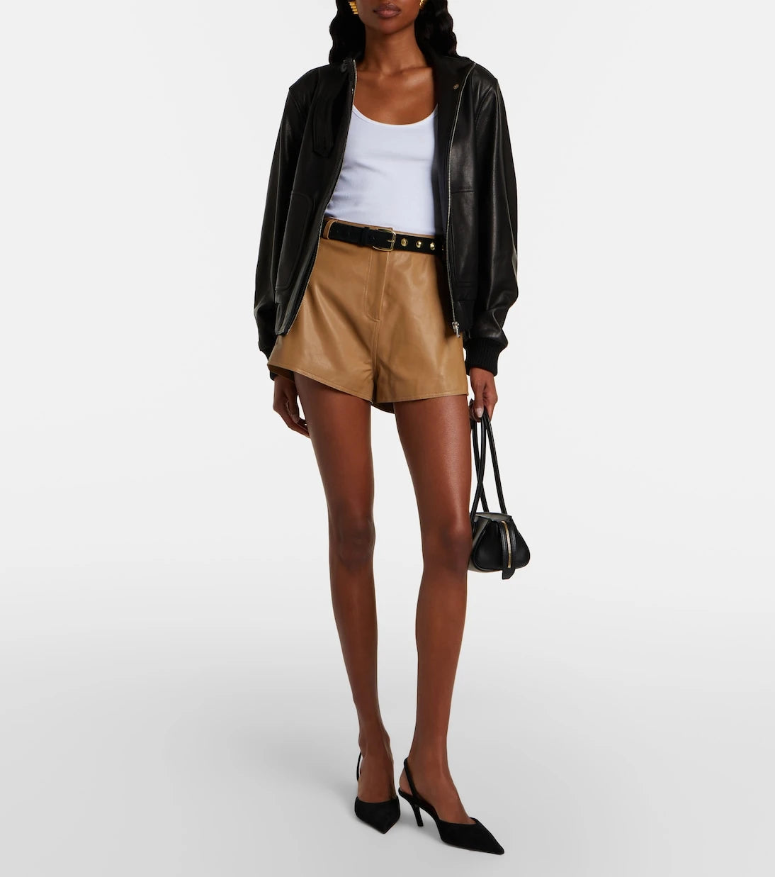 Nour Hammour - Leontine leather shorts