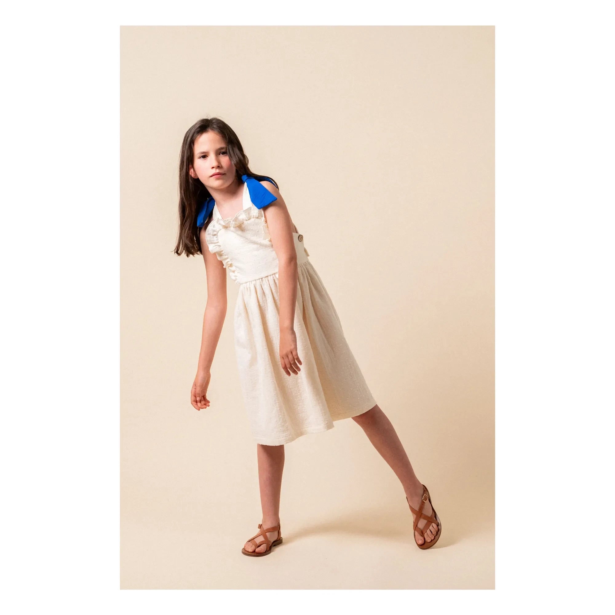 birinit - Plumetis Organic Cotton Midi Dress | Ivory