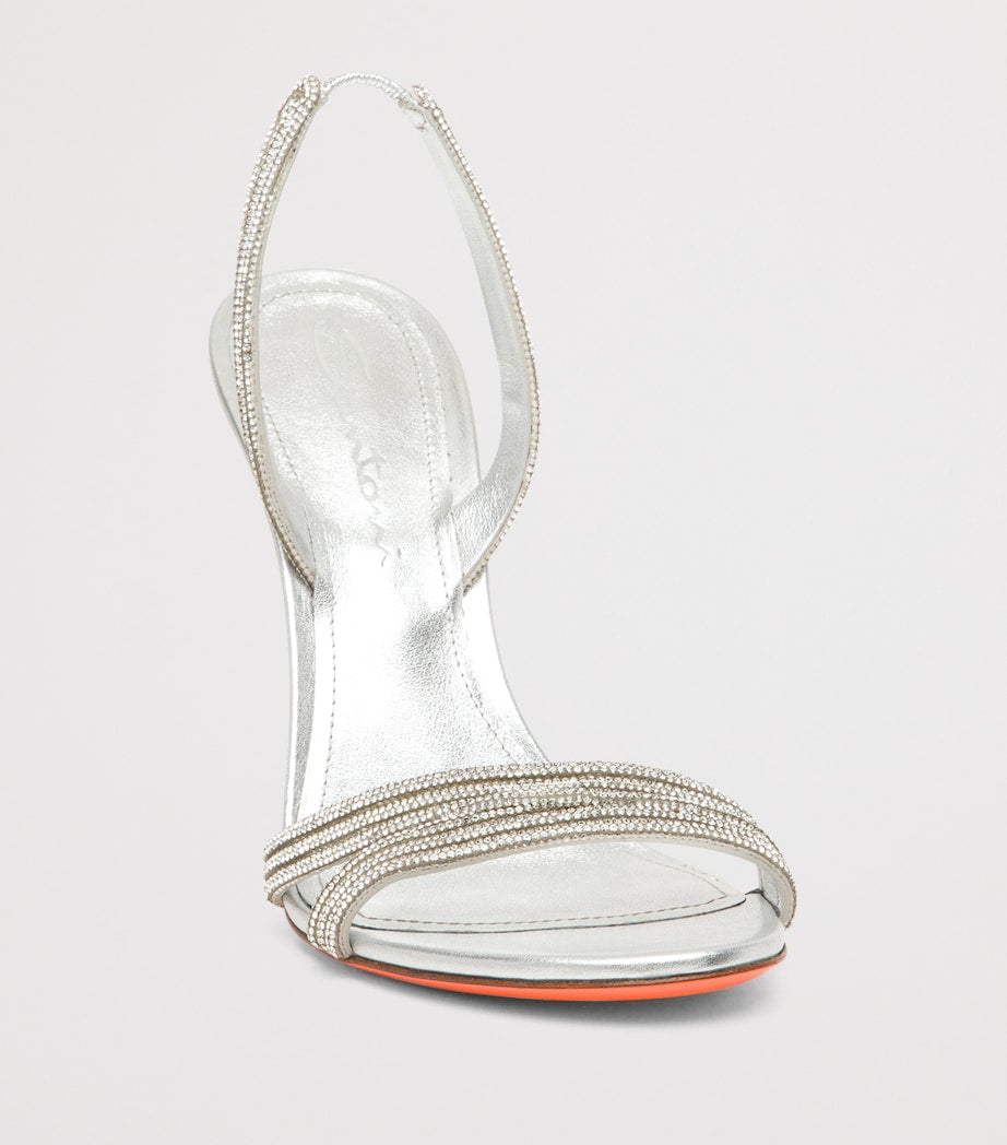 Silver Leather Justine Slingback Heels 105