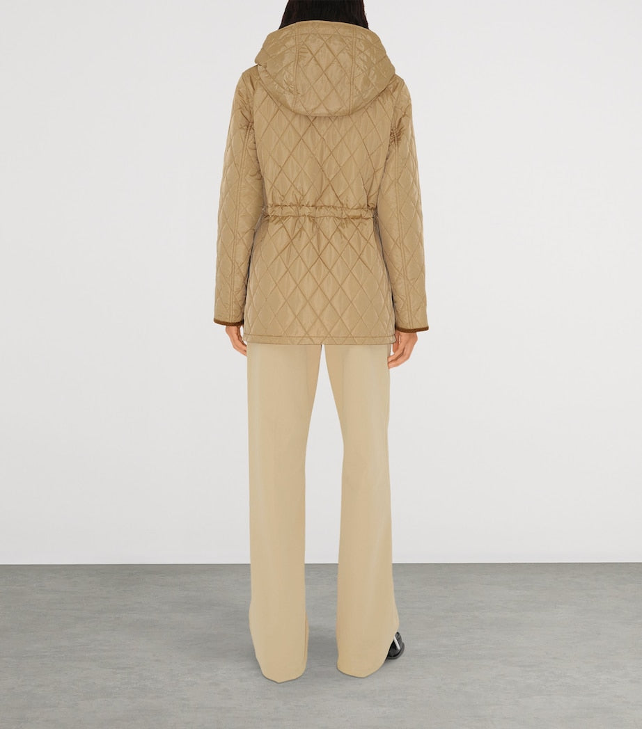 Beige Water-Resistant Quilted Parka