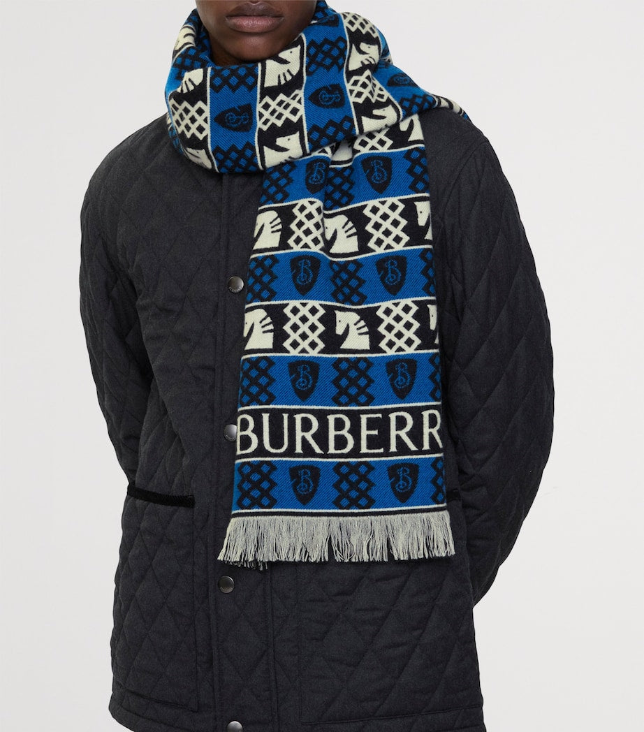 Burberry Black Wool Fair Isle Scarf