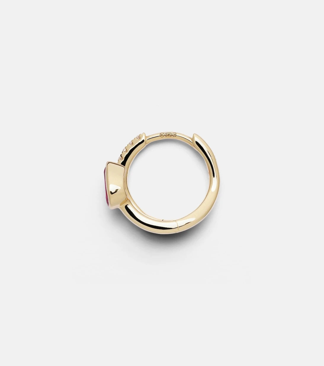 Roxanne First - 14kt gold single hoop earring with diamonds and sapphire