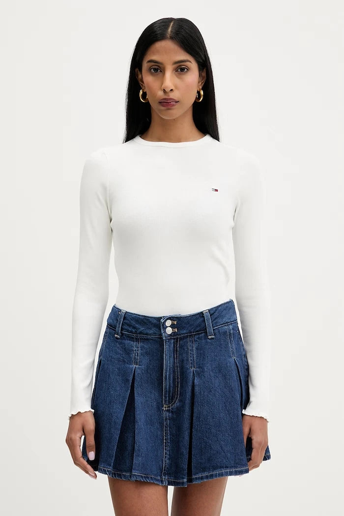Tommy Jeans Kadın Pamuk ve Elastan Uzun Kollu Bluz