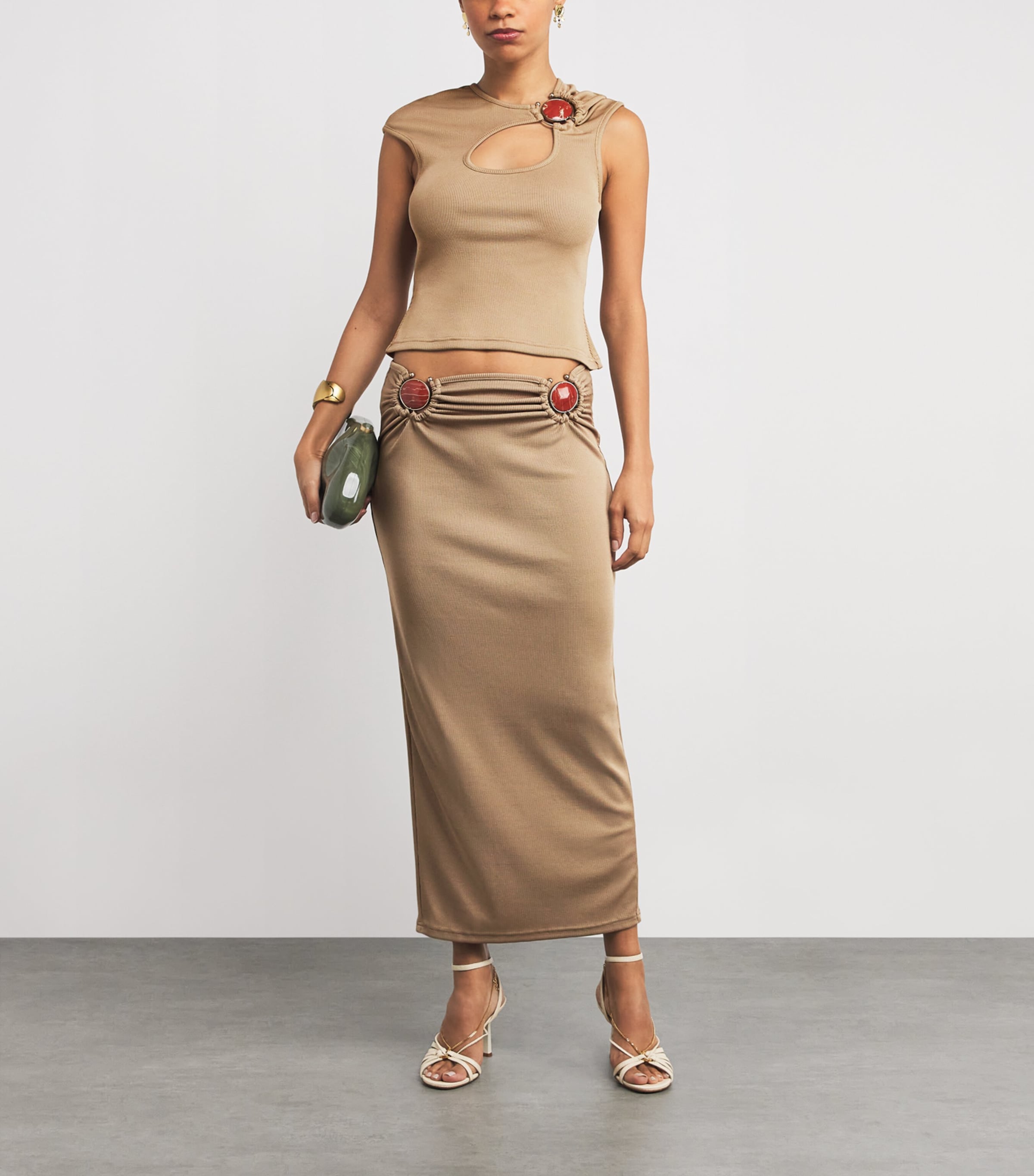 Mineral Stone-Detail Cut-Out T-Shirt