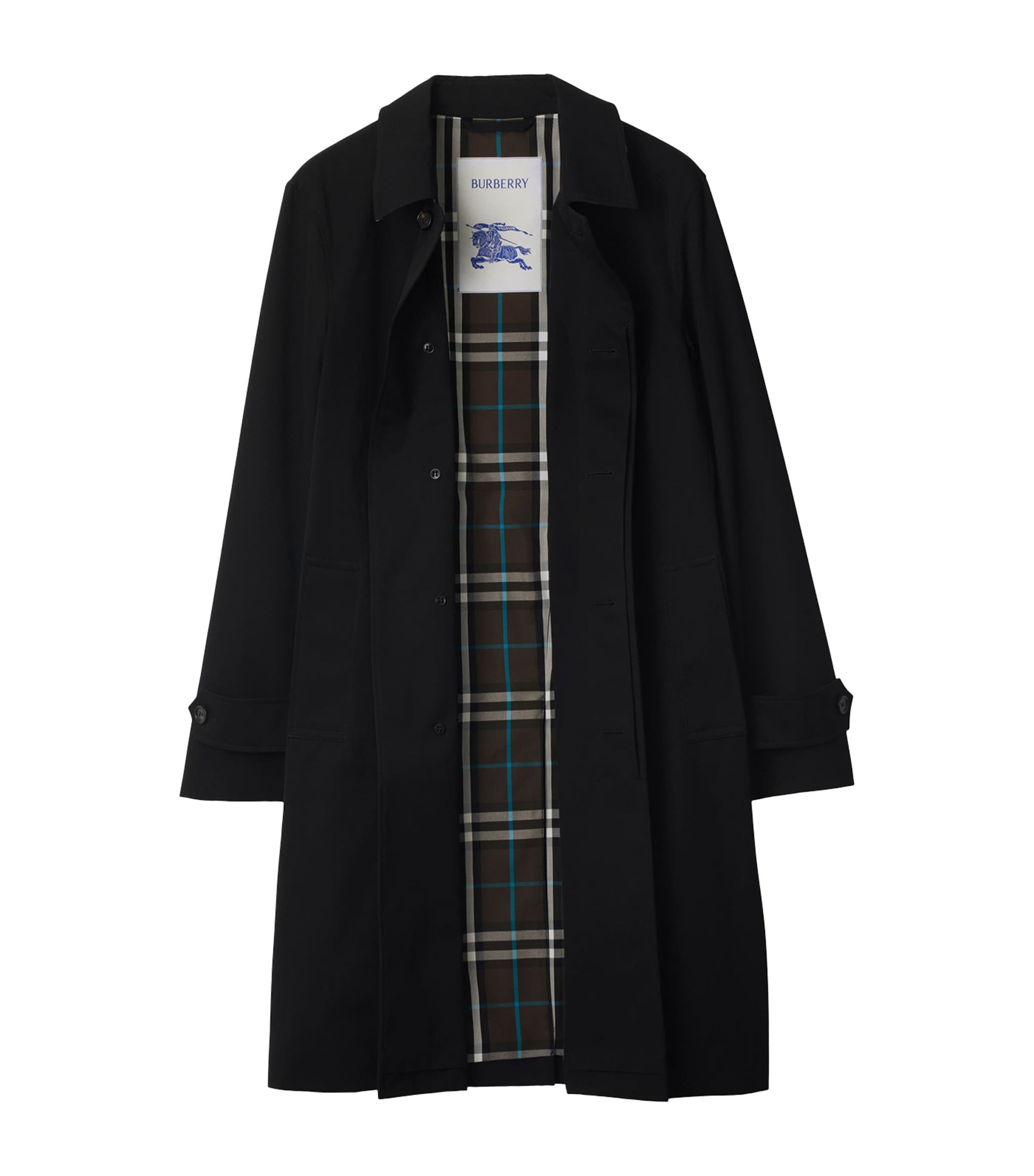 Black Cotton Gabardine Car Coat